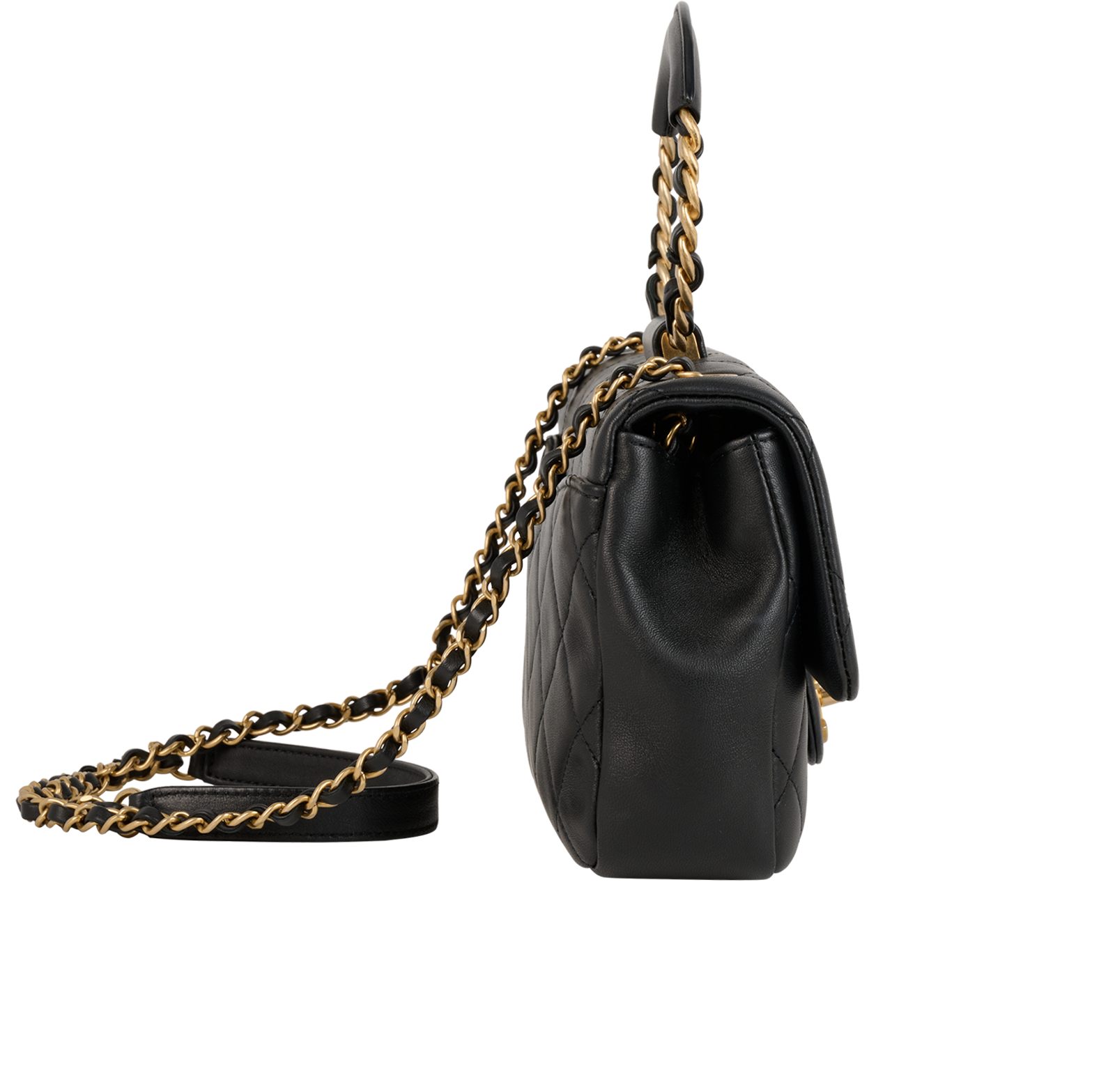 Top Handle Flap, &pound;3,500, Handbags, Black, Lambskin Leather, Side view